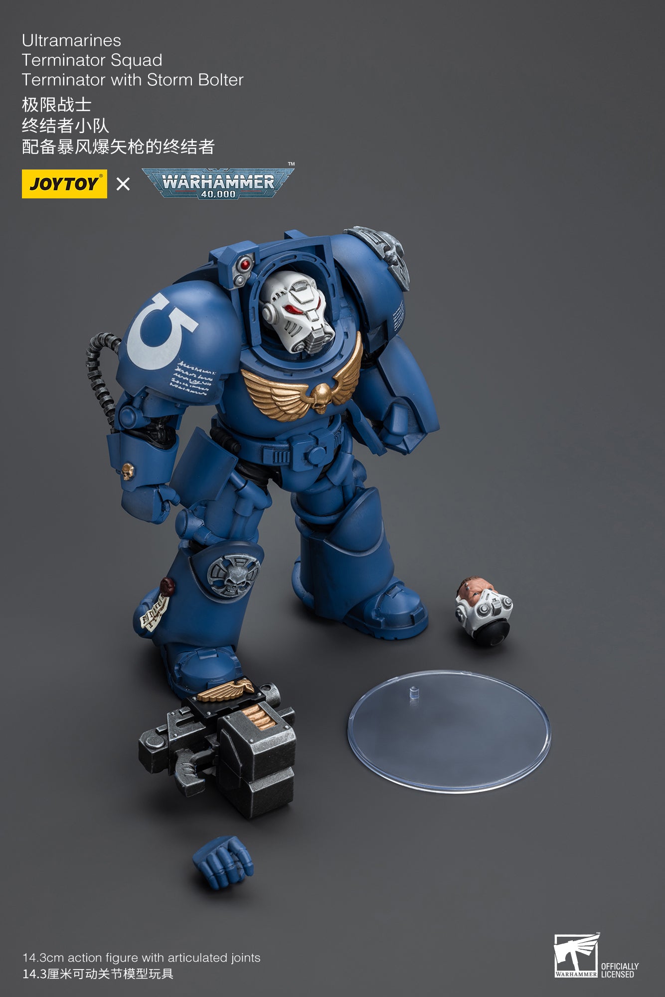 Ultramarines Terminator Squad Terminator with Storm Bolter- Warhammer 40K Action Figure By JOYTOY