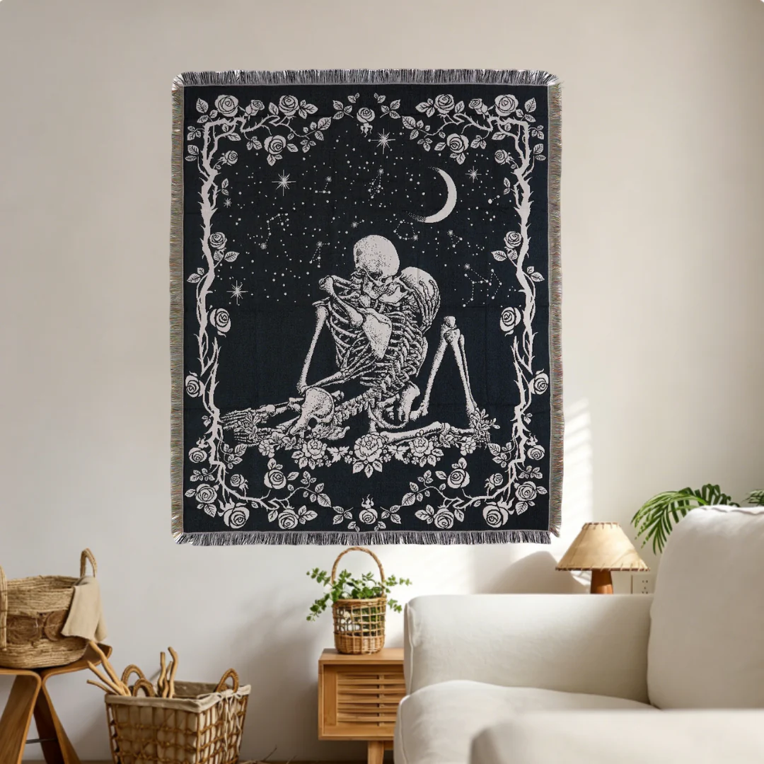 Home Decor Tapestry-Skeleton Lovers Moon Tapestry