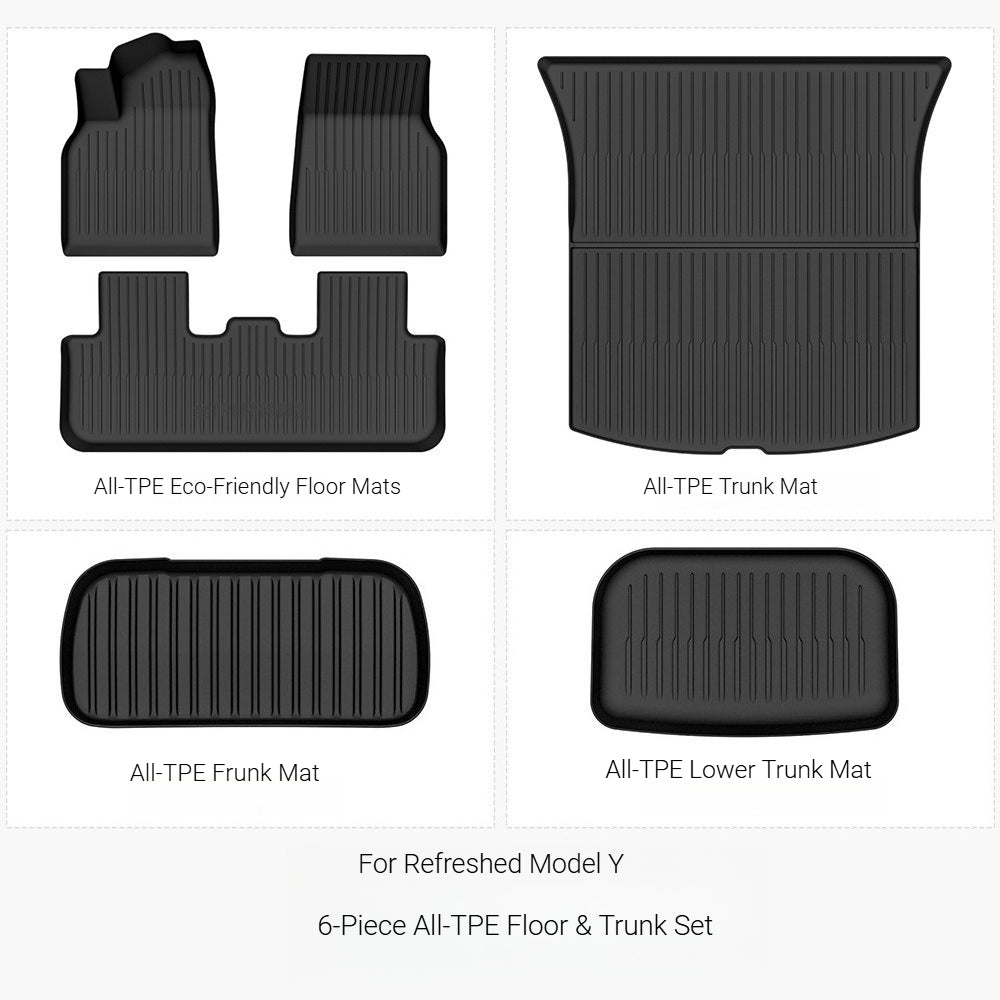 Car Floor Mats for Tesla Model Y (New Edition) - 2/3/6-Piece Set