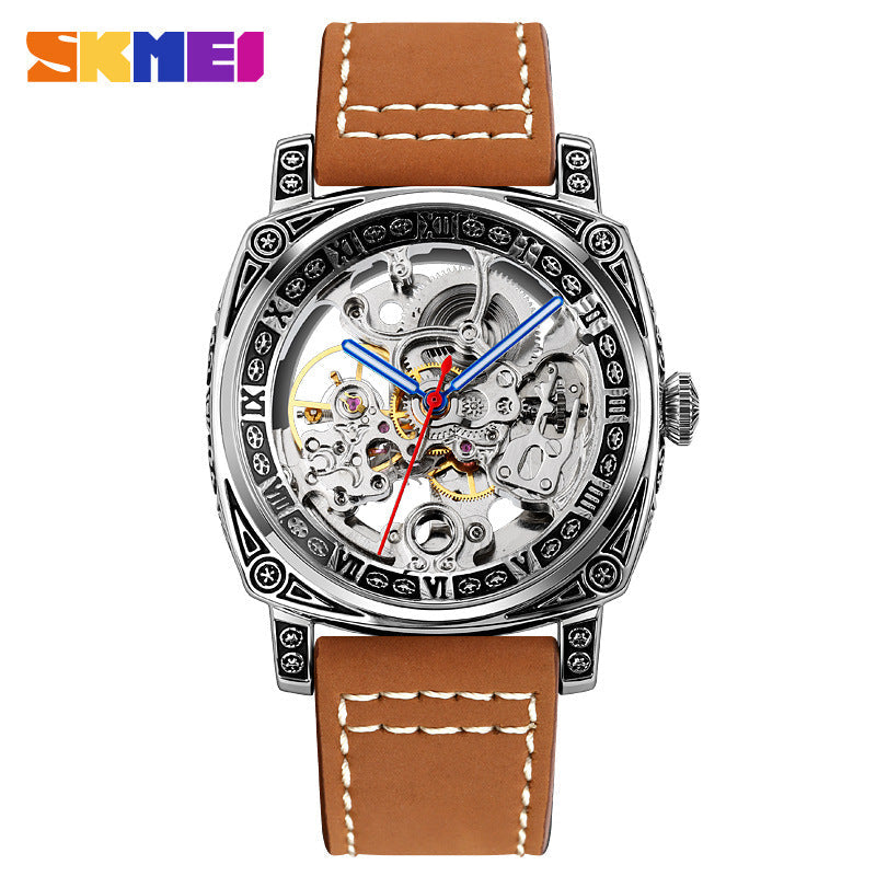 SKMEI Fashion Hollow Carved Square Men's Mechanical Watch-9271