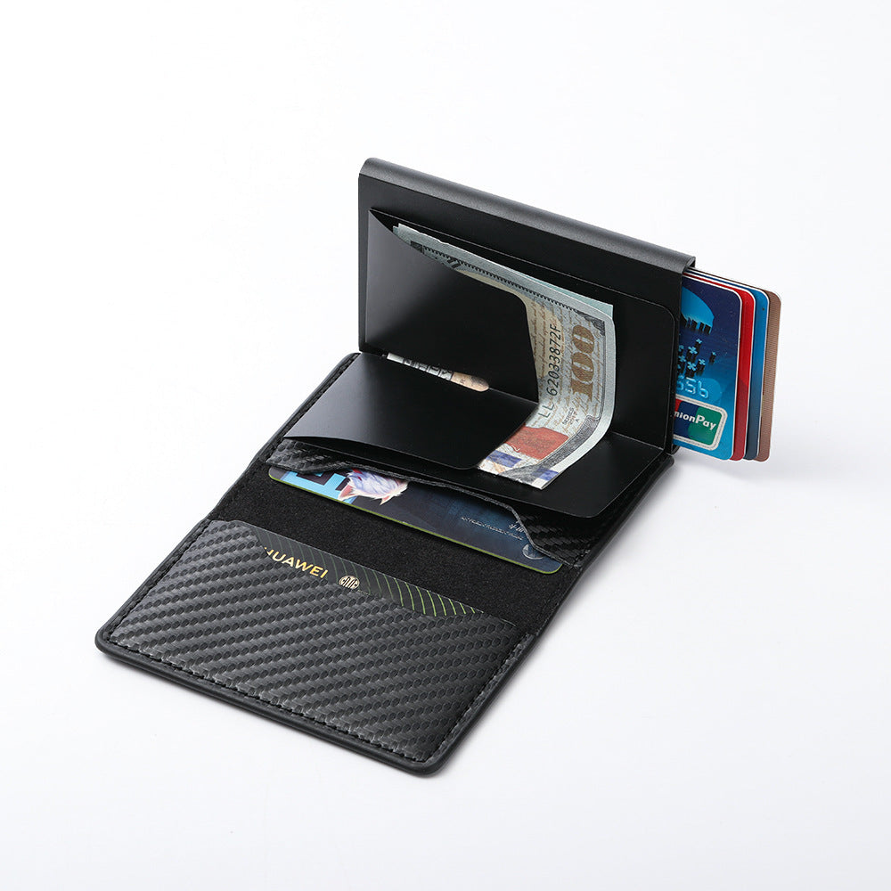Men's Wallet - Ultra-thin Carbon Fiber RFID Card Holder with Auto-card Ejection