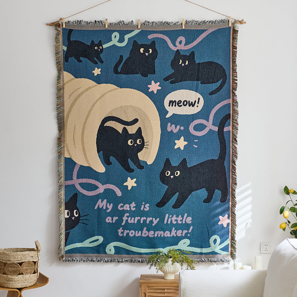 Home Decor Tapestry- Naughty Black Cat