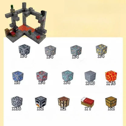 PIXEL CUBE Magnetic- [Mine Exploration] -128pcs+4dolls