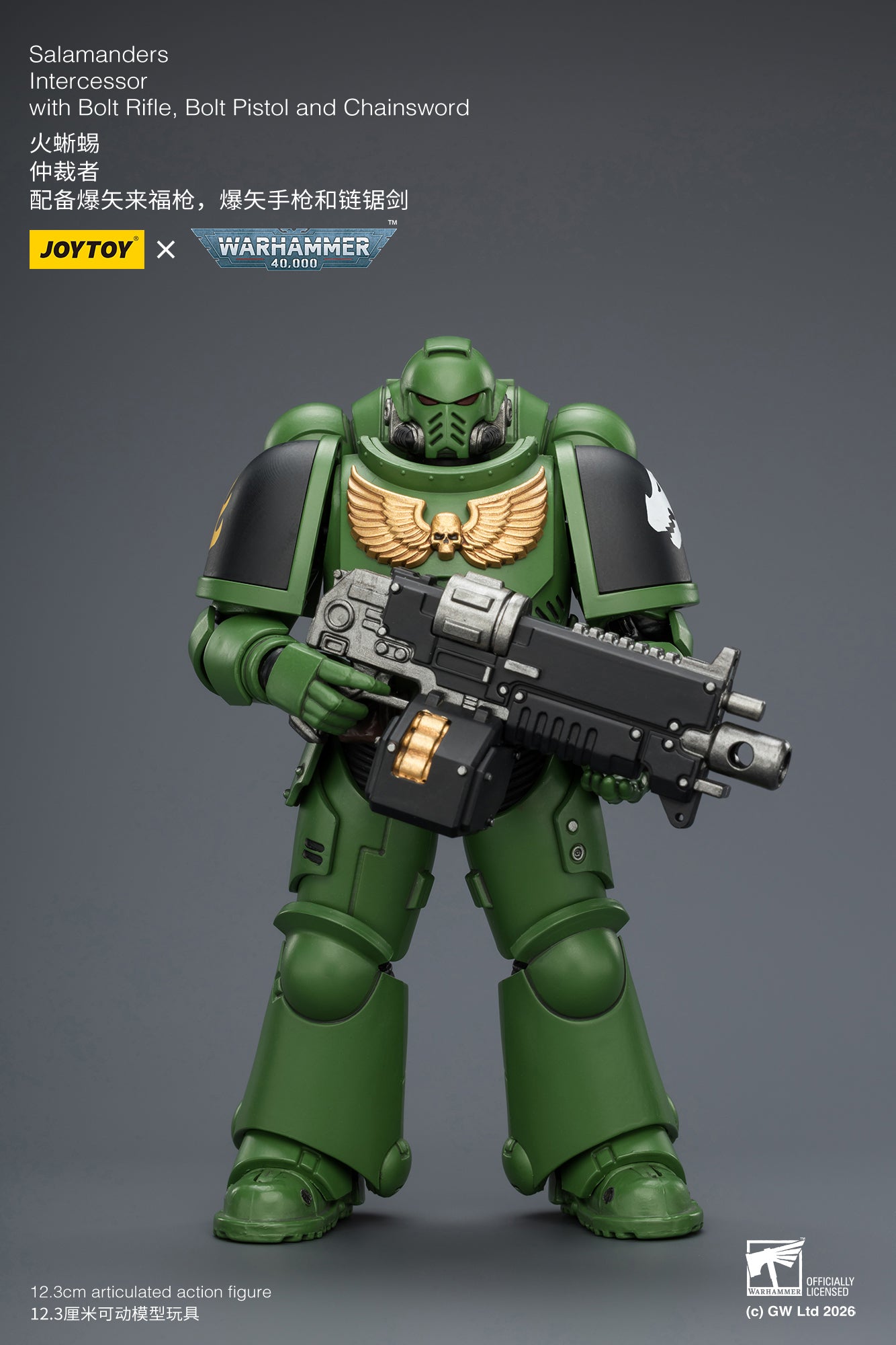Intercessor with Bolt Rifle, Bolt Pistol and Chainsword - Warhammer 40K 1/18 Action Figure By JOYTOY