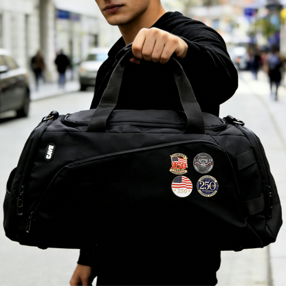 US Flag 250 Travel Enamel Pin for Backpacks  by CAVE