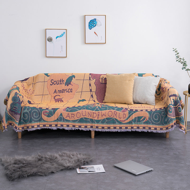 Home Decor Blanket- World Map