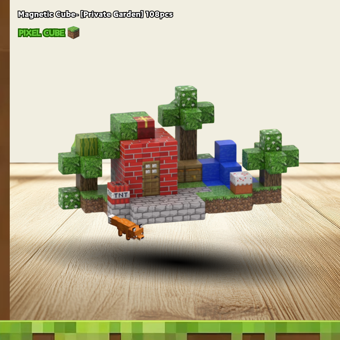 PIXEL CUBE Magnetice- [Private Garden] 108pcs + 4 Dolls