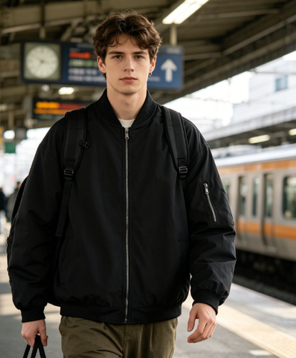Waterproof Bomber Jacket- Black