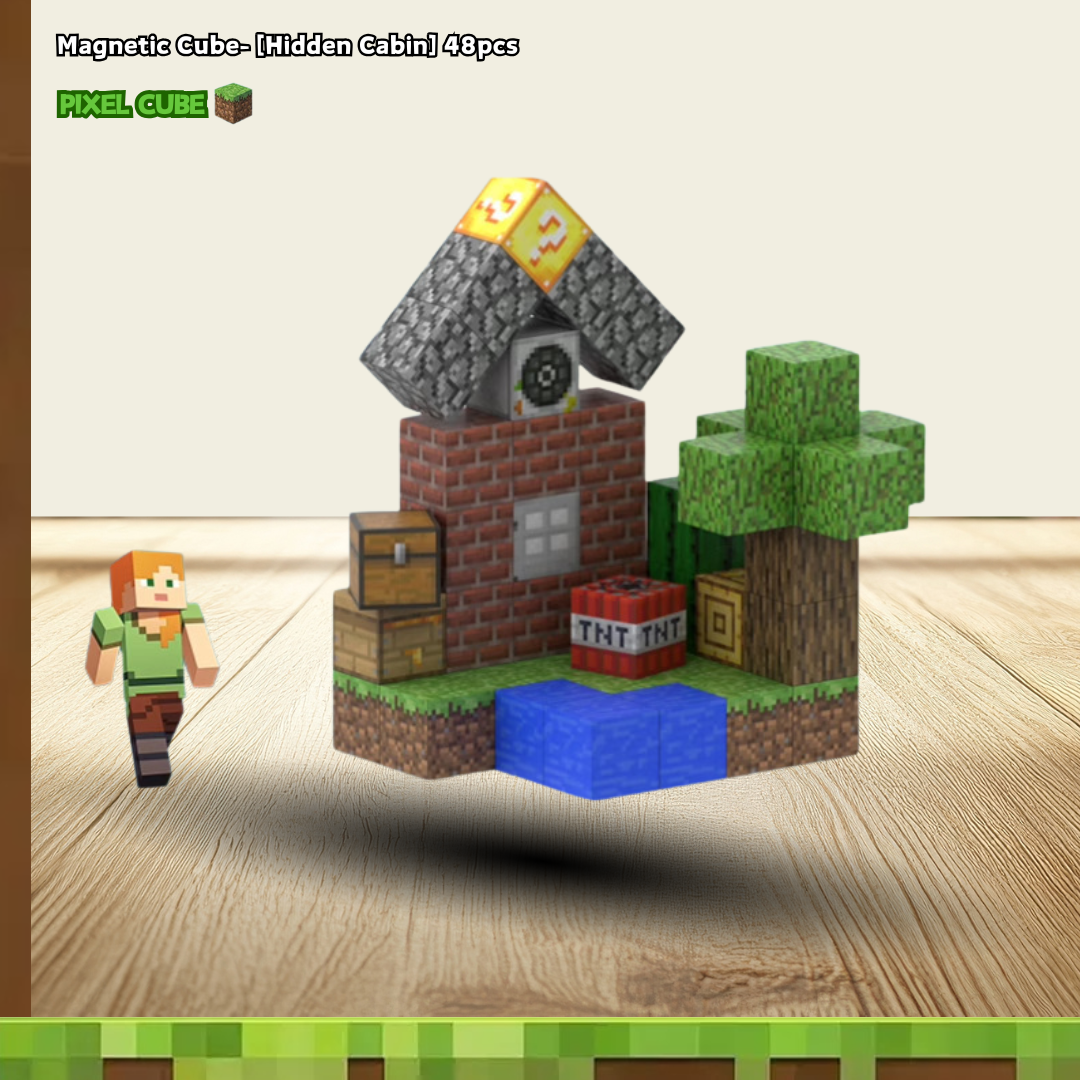 PIXEL CUBE Magnetice- [Hidden Cabin] 48pcs+2 dolls