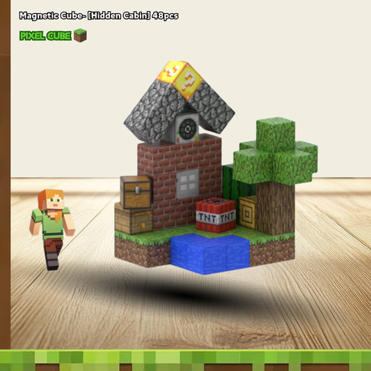 PIXEL CUBE Magnetice- [Hidden Cabin] 48pcs+2 dolls