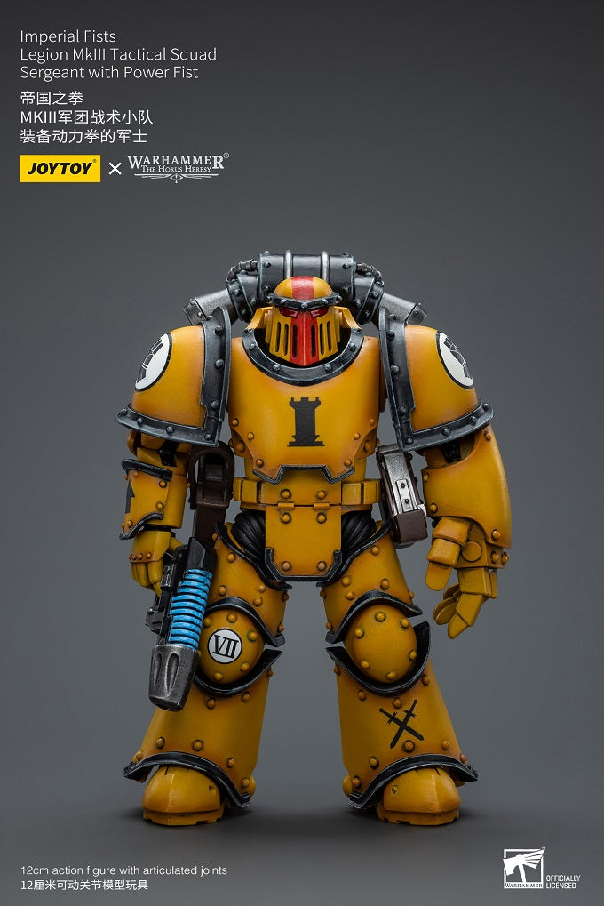 (Rare) Imperial Fists Legion MkIII Tactical Squad Sergeant with Power Fist - Warhammer The Horus Heresy Action Figure By JOYTOY