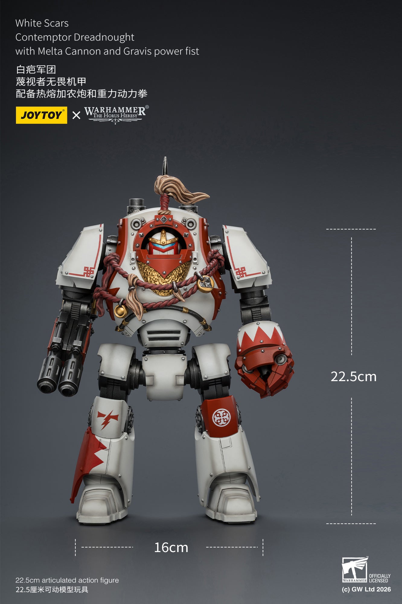 White Scars Qin Xa & Hibou Khan &Contemptor Dreadnought-Warhammer 40k 1/18 Action Figure By JOYTOY