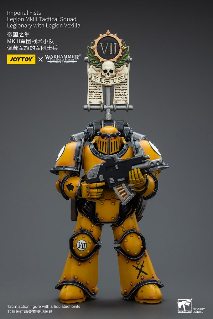 Imperial Fists Legion MkIII Tactical Squad Legionary with Legion Vexilla - Warhammer The Horus Heresy Action Figure By JOYTOY