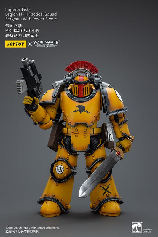 (Rare) Imperial Fists Legion MkIII Tactical Squad Sergeant with Power Sword - Warhammer The Horus Heresy Action Figure By JOYTOY