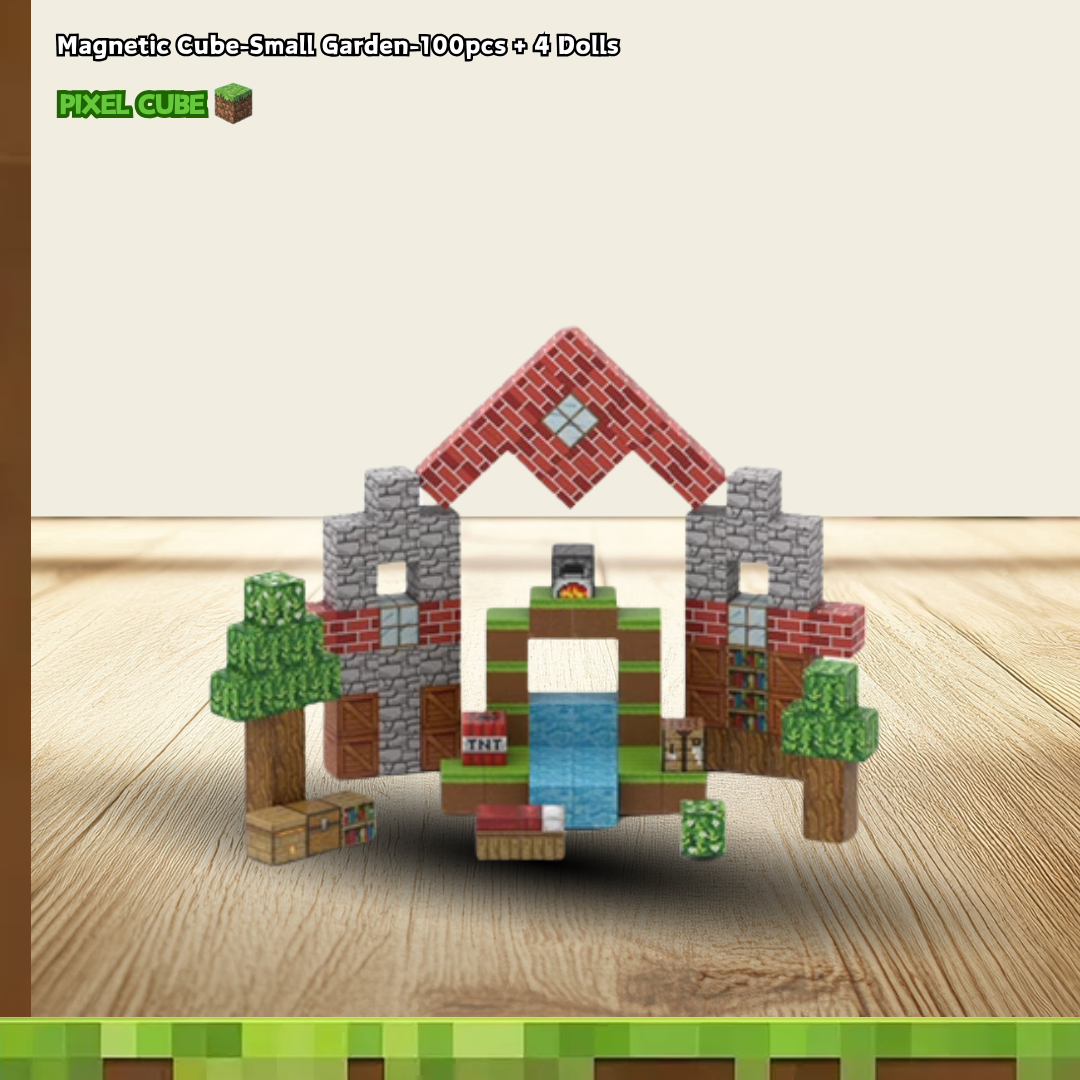 PIXEL CUBE Magnetic-[Small Garden]-100pcs + 4 Dolls