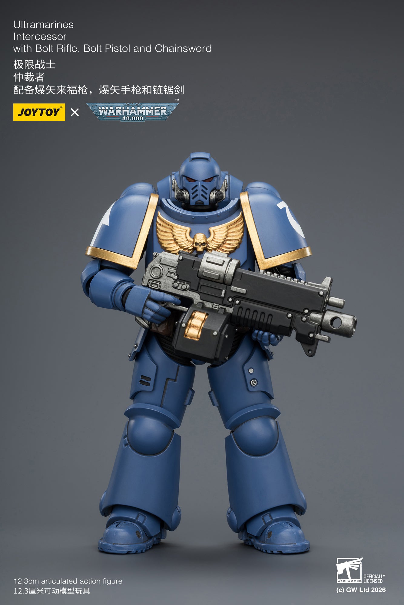Intercessor with Bolt Rifle, Bolt Pistol and Chainsword - Warhammer 40K 1/18 Action Figure By JOYTOY
