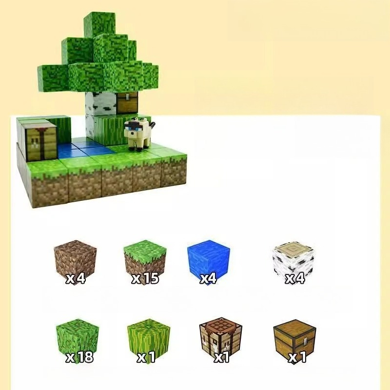PIXEL CUBE Magnetic- [Mini Forest] 48pcs+2dolls