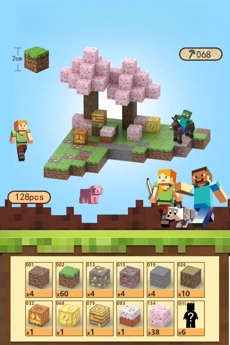PIXEL CUBE Magnetic- [Land of Sakura] -128pcs+6dolls