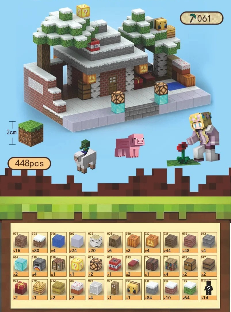 PIXEL CUBE Magnetic- [Snow Cabin] 448pcs+14dolls