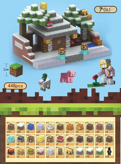 PIXEL CUBE Magnetic- [Snow Cabin] 448pcs+14dolls