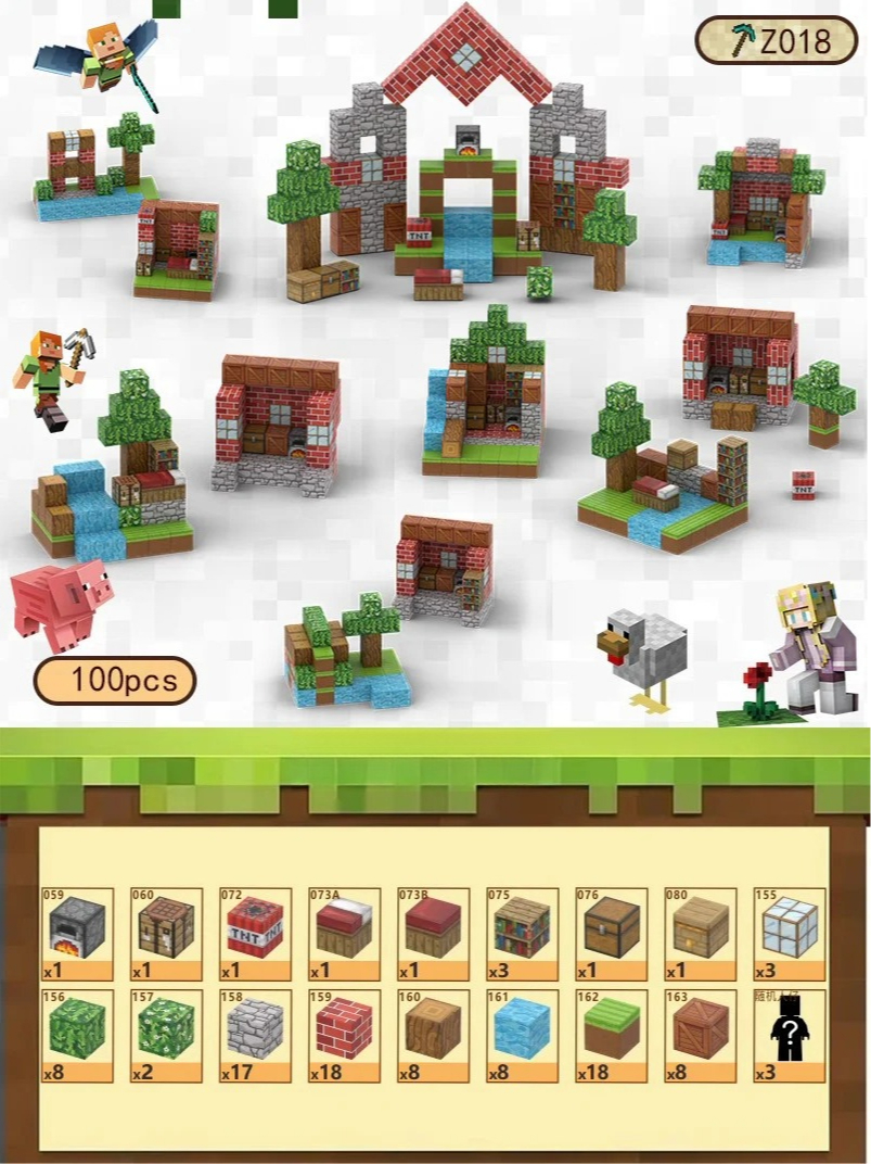 PIXEL CUBE Magnetic-[Small Garden]-100pcs + 4 Dolls
