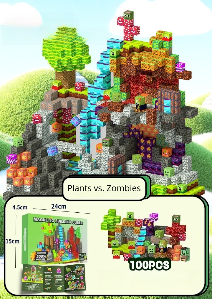 PIXEL CUBE Magnetice-[Plants vs. Zombies]-100PCS