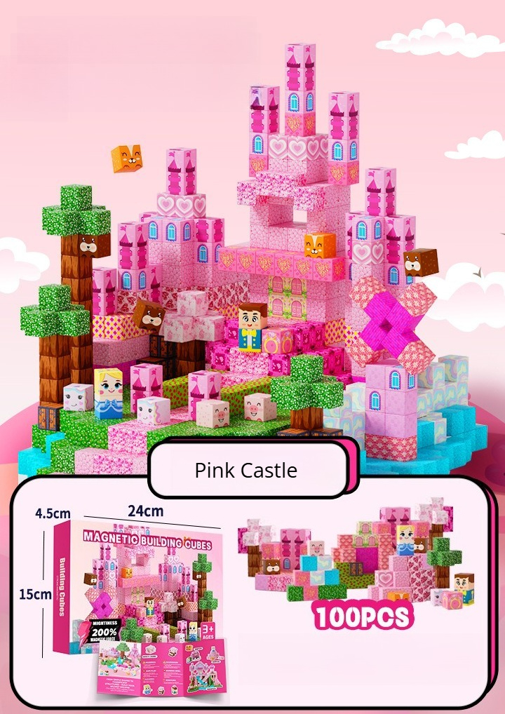 PIXEL CUBE Magnetice-[Pink Castle]-100PCS