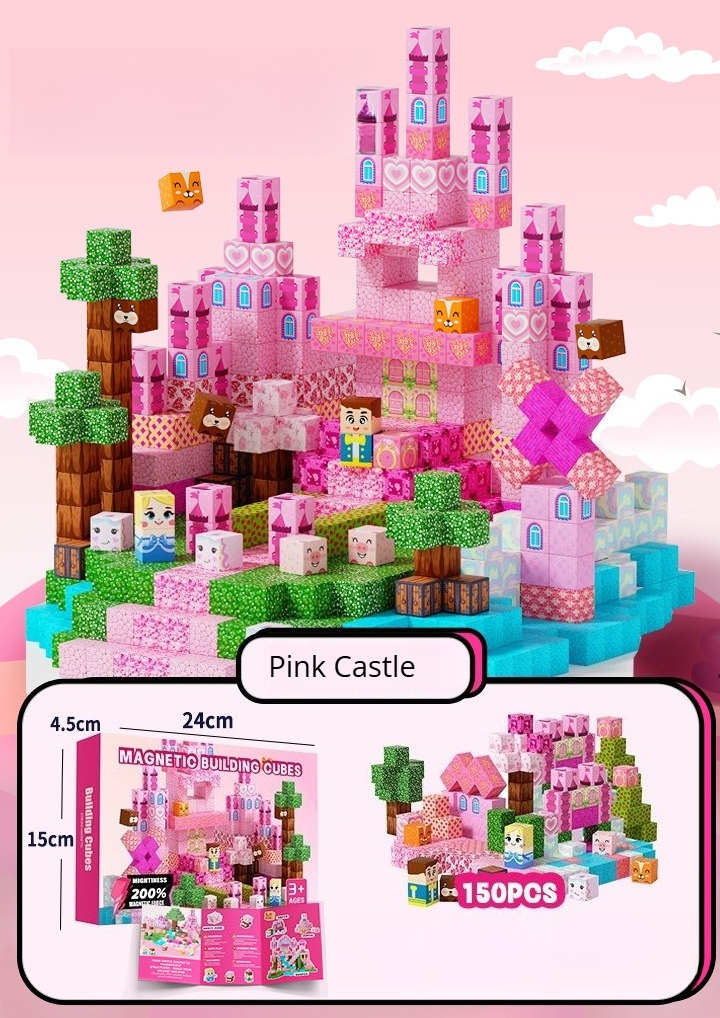 PIXEL CUBE Magnetice-[Pink Castle]-150PCS