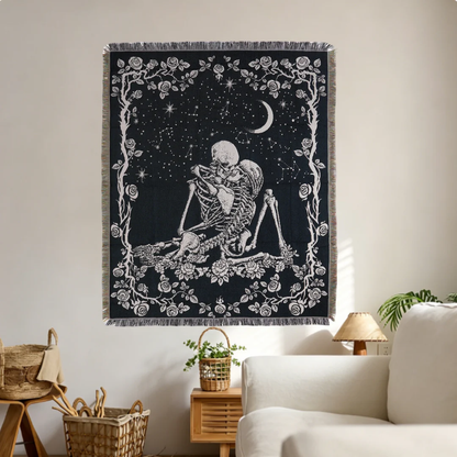 Home Decor Tapestry-Skeleton Lovers Moon Tapestry