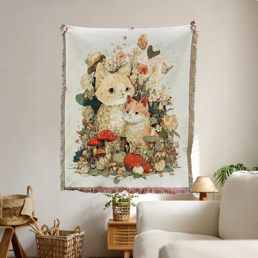 Home Decor Tapestry-Butterfly Trace Double Cat Painting