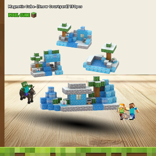 PIXEL CUBE Magnetice- [Snow Courtyard] 150pcs+6 dolls