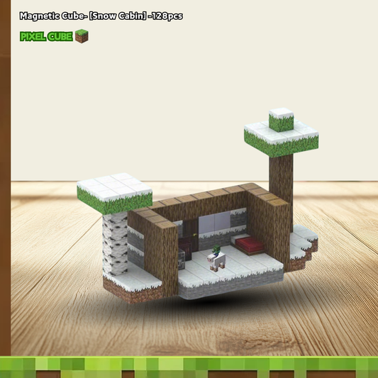 PIXEL CUBE Magnetic- [Snow Cabin] -128pcs+4dolls