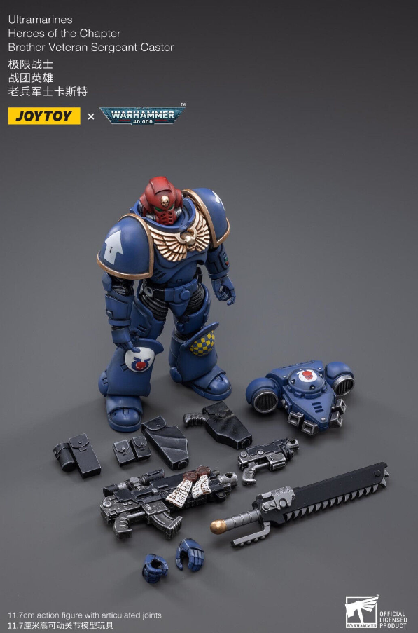 Ultramarines Heroes of the Chapter Brother Veteran Sergeant Castor - Warhammer 40K Action Figure By JOYTOY