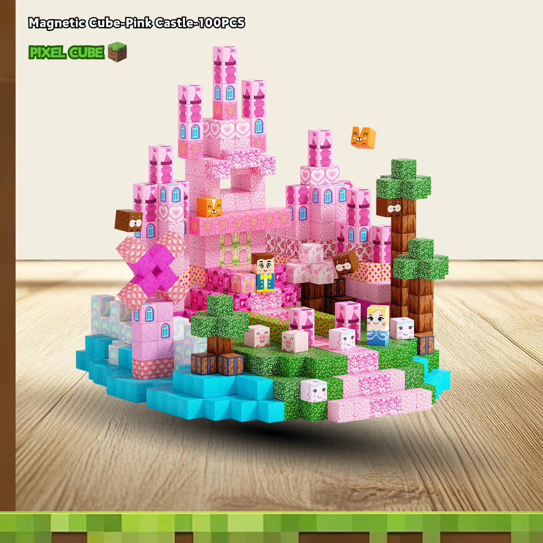 PIXEL CUBE Magnetice-[Pink Castle]-100PCS
