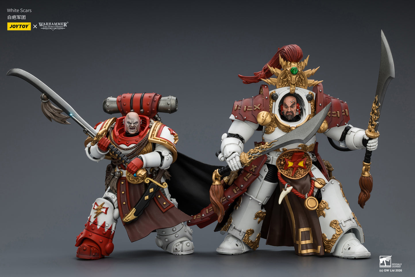 White Scars Qin Xa & Hibou Khan &Contemptor Dreadnought-Warhammer 40k 1/18 Action Figure By JOYTOY