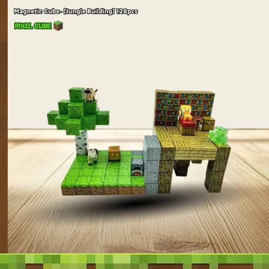 PIXEL CUBE Magnetic- [Jungle Building] 128pcs+4dolls