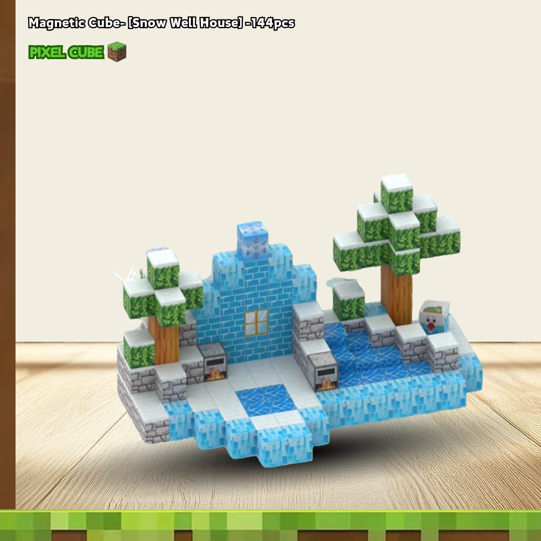 PIXEL CUBE Magnetic- [Snow Well House] -144pcs+6 dolls