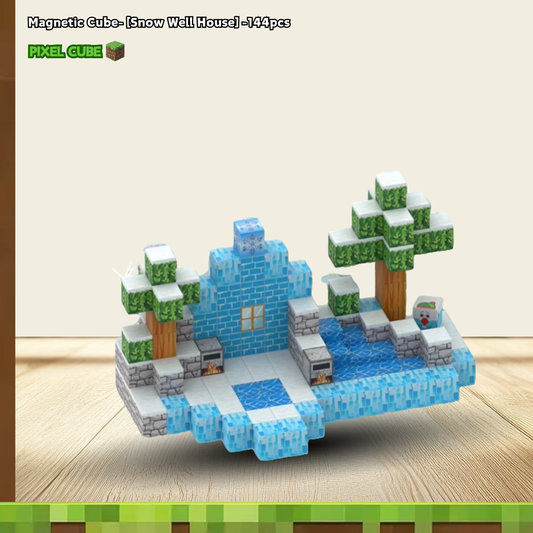 PIXEL CUBE Magnetic- [Snow Well House] -144pcs+6 dolls