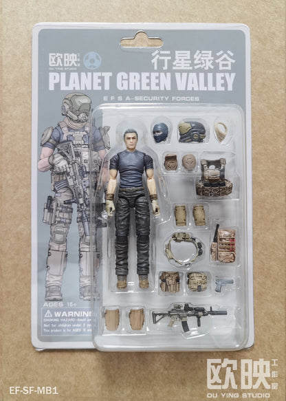 EFSA - Security Forces Blue Wing Group Male Military Figures - 1/18 Action Figure By Planet Green Valley