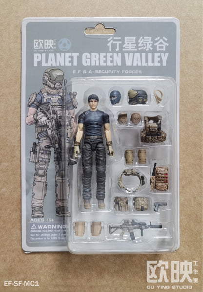 EFSA - Security Forces Blue Wing Group Male Military Figures - 1/18 Action Figure By Planet Green Valley
