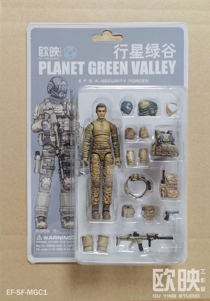 EFSA - Security Forces Blue Wing Group Male Military Figures - 1/18 Action Figure By Planet Green Valley