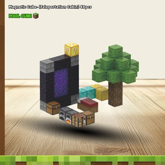 PIXEL CUBE Magnetice- [Teleportation Cabin] 48pcs+2dolls