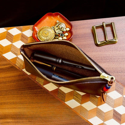 PU Leather-Handmade Genuine Leather Pencil Case (3.2mm thick)