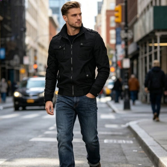 Stand-Up Collar Tooling Jacket - Black