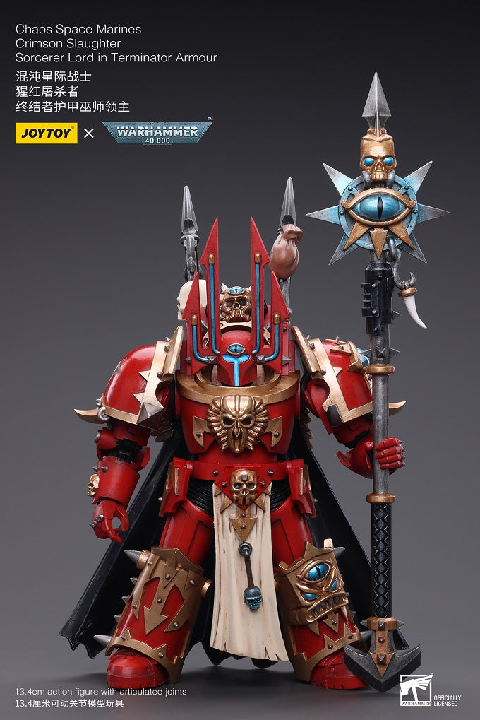 Chaos Space Marines Crimson Slaughter Sorcerer Lord in Terminator Armour - Warhammer 40K Action Figure By JOYTOY