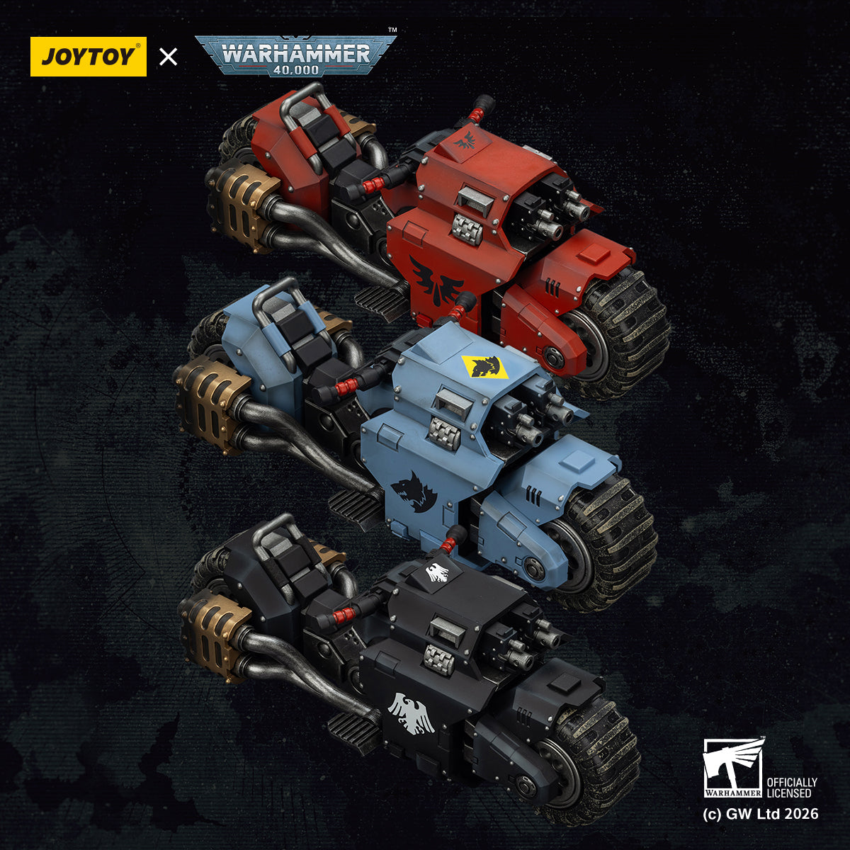 Raider-pattern Combat Bike with twin-linked bolt rifles-Warhammer 40k 1/18 Action Figure By JOYTOY