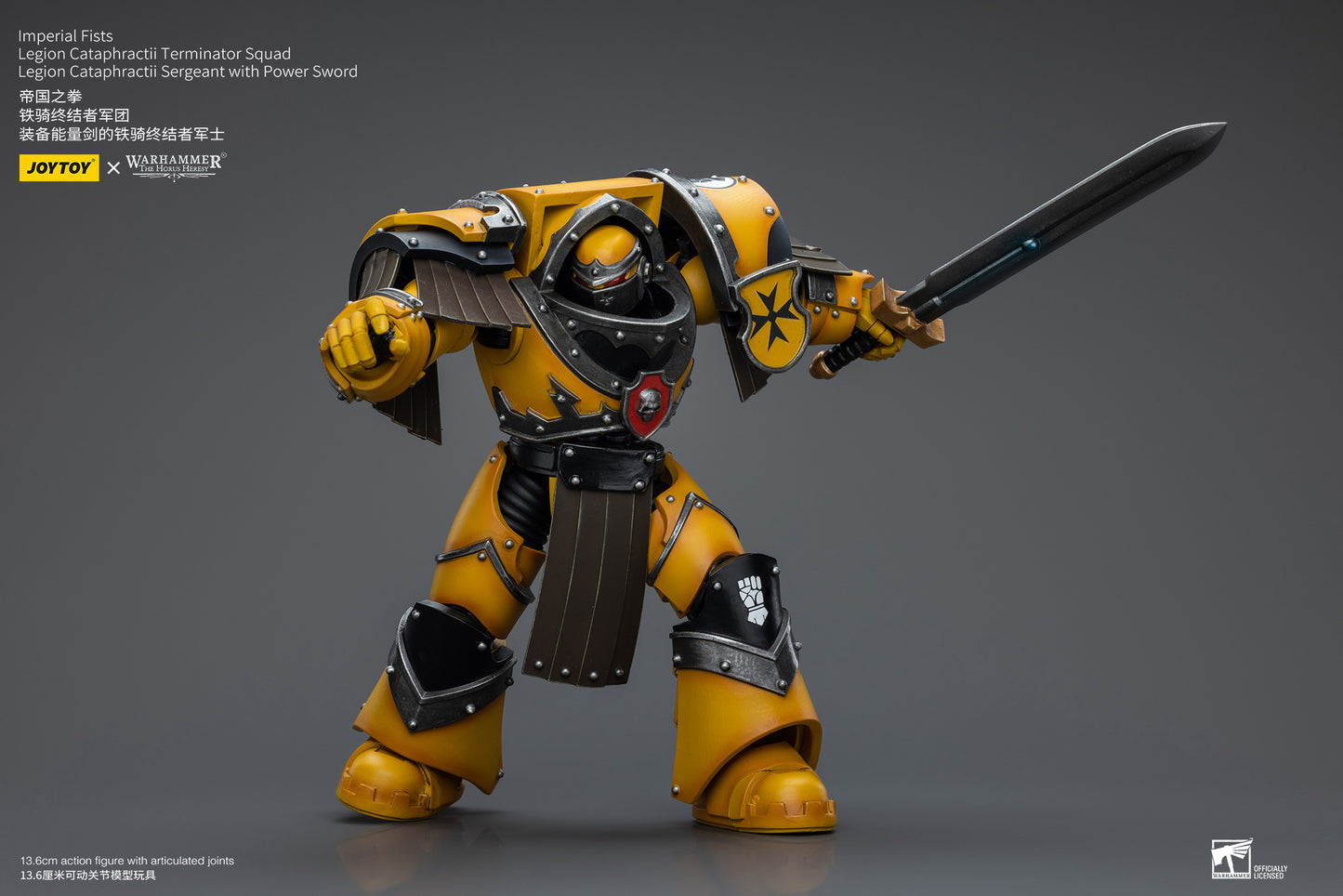 Imperial Fists Legion Cataphractii Terminator Squad Legion Cataphractii Sergeant with Power Sword - Warhammer 40K Action Figure By JOYTOY