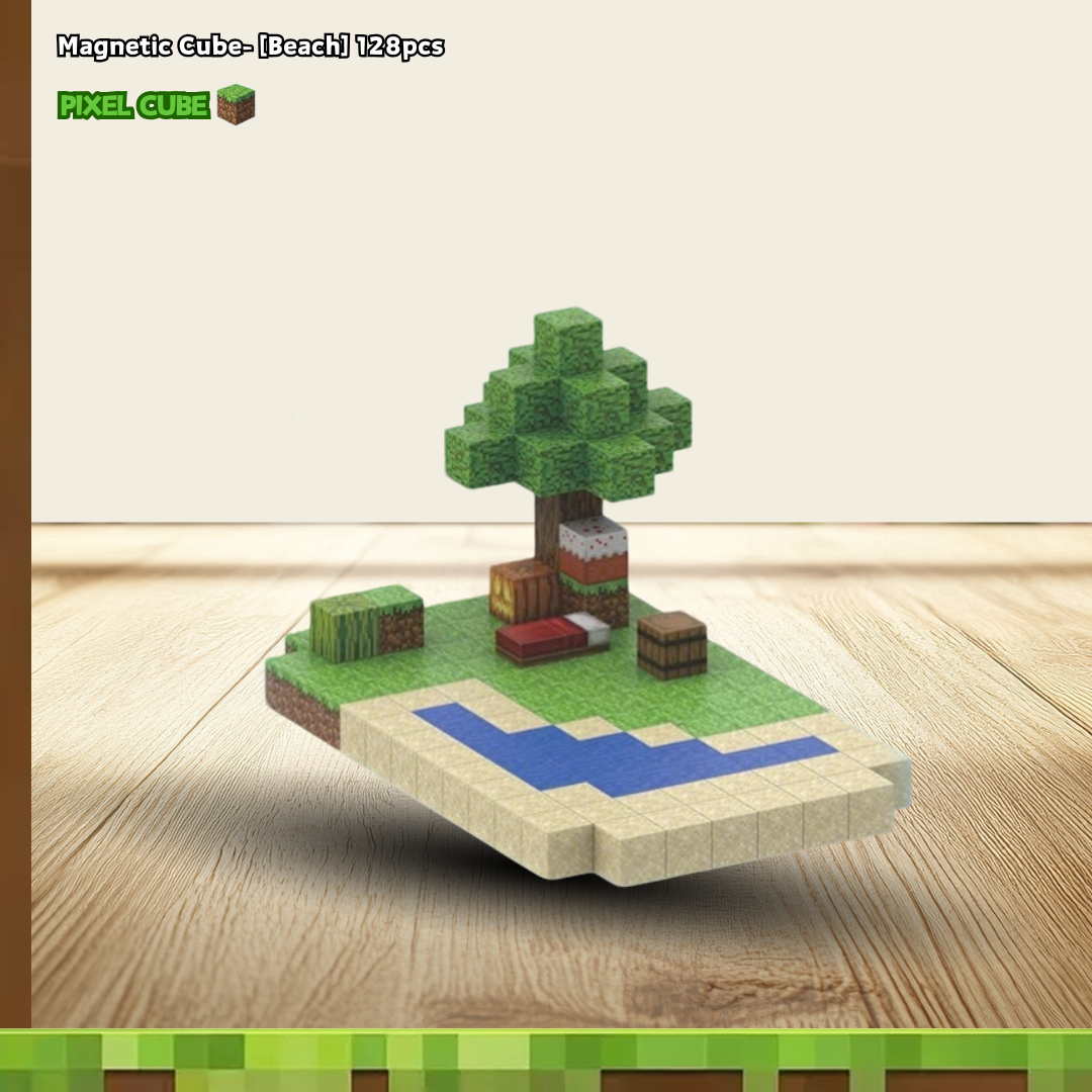 PIXEL CUBE Magnetic- [Beach] 128pcs+4dolls