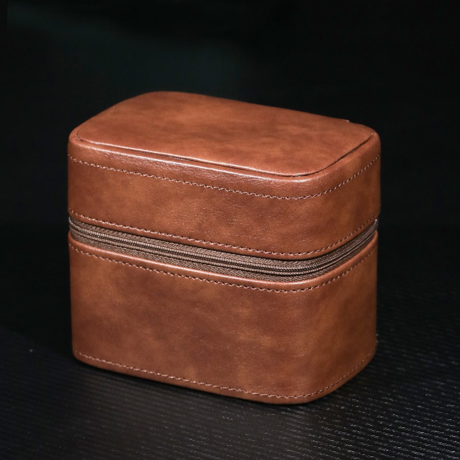 Pu Leather Lychee Pattern Watch Box - with Zipper