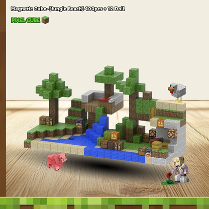 PIXEL CUBE Magnetic- [Jungle Beach] 400pcs + 12 Doll
